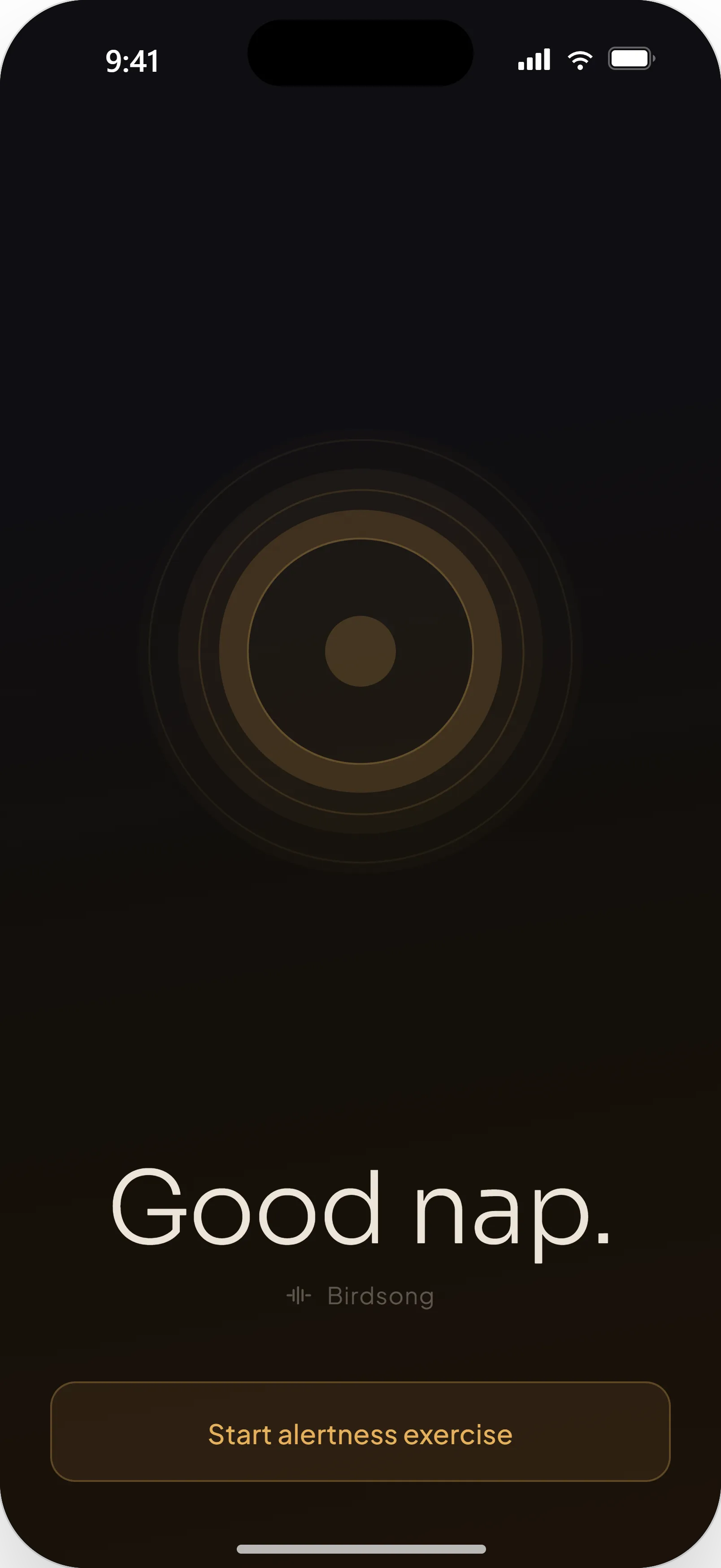 NapWise — waking gently from a nap with a “Good nap.” screen and alertness exercise